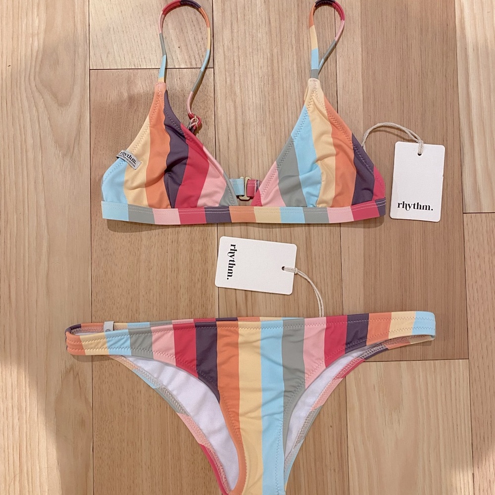 Rhythm. Multi-Color Striped Triangle Bikini